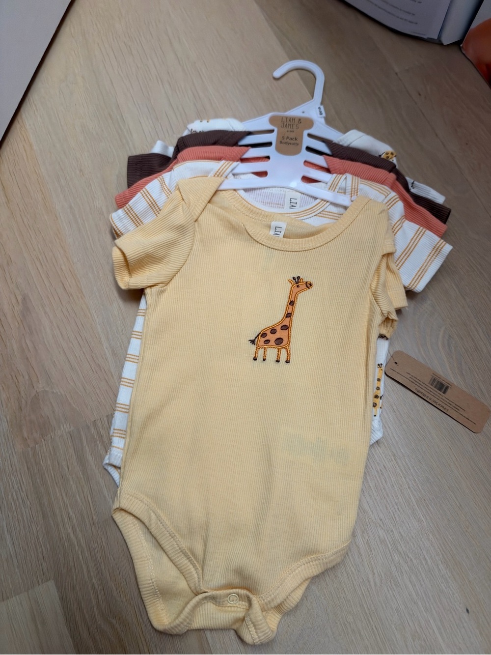 Yellow Giraffe Ribbed Baby Bodysuit One-Piece